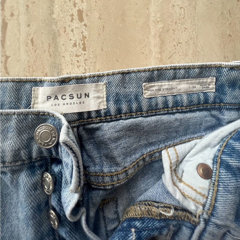 Pacsun high rise, straight leg, light wash jeans